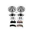 KCOE1990 2-Wheel Set Front Brake Kit With Calipers, Plain Surface 5 Lugs 295 mm Natural Caliper, Ceramic, OE Replacement, Includes (1) Brake Disc and Pad Kit and (2) Brake Caliper