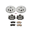 KCOE199 2-Wheel Set Front Brake Kit With Calipers, Plain Surface 5 Lugs 299 mm Natural Caliper, Ceramic, Z17 OE Replacement, Includes (1) Brake Disc and Pad Kit and (2) Brake Caliper