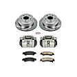 KCOE2003 2-Wheel Set Rear Brake Kit With Calipers, Plain Surface 5 Lugs 295 mm Natural Caliper, Ceramic, Z17 OE Replacement, Includes (1) Brake Disc and Pad Kit and (2) Brake Caliper