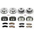 KCOE2006 2-Wheel Set Front and Rear Brake Kit With Calipers, Plain Surface 5 Lugs 274 mm Natural Caliper, Ceramic, RWD, Z17 OE Replacement, Includes (2) Brake Disc and Pad Kit and (4) Brake Caliper