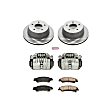 KCOE2008 2-Wheel Set Rear Brake Kit With Calipers, Plain Surface 5 Lugs 295 mm Natural Caliper, Ceramic, RWD, Z17 OE Replacement, Includes (1) Brake Disc and Pad Kit and (2) Brake Caliper