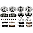 KCOE2010A 2-Wheel Set Front and Rear Brake Kit With Calipers, Plain Surface 6 Lugs 305 mm Natural Caliper, Ceramic, Z17 OE Replacement, Includes (2) Brake Disc and Pad Kit and (4) Brake Caliper