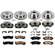 KCOE2010B 2-Wheel Set Front and Rear Brake Kit With Calipers, Plain Surface 6 Lugs 305 mm Natural Caliper, Ceramic, Z17 OE Replacement, Includes (2) Brake Disc and Pad Kit and (4) Brake Caliper