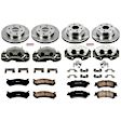 KCOE2015 2-Wheel Set Front and Rear Brake Kit With Calipers, Plain Surface 6 Lugs 305 mm Natural Caliper, Ceramic, Z17 OE Replacement, Includes (2) Brake Disc and Pad Kit and (4) Brake Caliper