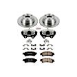KCOE2018 2-Wheel Set Rear Brake Kit With Calipers, Plain Surface 6 Lugs 324 mm Natural Caliper, Ceramic, Z17 OE Replacement, Includes (1) Brake Disc and Pad Kit and (2) Brake Caliper