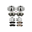 KCOE2018A 2-Wheel Set Rear Brake Kit With Calipers, Plain Surface 6 Lugs 324 mm Natural Caliper, Ceramic, Z17 OE Replacement, Includes (1) Brake Disc and Pad Kit and (2) Brake Caliper