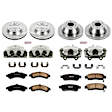 KCOE2058 2-Wheel Set Front and Rear Brake Kit With Calipers, Plain Surface 6 Lugs 305 mm Natural Caliper, Ceramic, Z17 OE Replacement, Includes (2) Brake Disc and Pad Kit and (4) Brake Caliper
