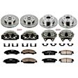 KCOE2068 2-Wheel Set Front and Rear Brake Kit With Calipers, Plain Surface 6 Lugs 330 mm Natural Caliper, Ceramic, Z17 OE Replacement, Includes (2) Brake Disc and Pad Kit and (4) Brake Caliper
