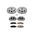KCOE2069 2-Wheel Set Front Brake Kit With Calipers, Plain Surface 6 Lugs 330 mm Natural Caliper, Ceramic, Z17 OE Replacement, Includes (1) Brake Disc and Pad Kit and (2) Brake Caliper