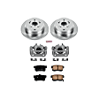 KCOE206 2-Wheel Set Rear Brake Kit With Calipers, Plain Surface 5 Lugs 304.4 mm Natural Caliper, Ceramic, Z17 OE Replacement, Includes (1) Brake Disc and Pad Kit and (2) Brake Caliper