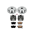 KCOE206B 2-Wheel Set Rear Brake Kit With Calipers, Plain Surface 5 Lugs 304.4 mm Natural Caliper, Ceramic, Z17 OE Replacement, Includes (1) Brake Disc and Pad Kit and (2) Brake Caliper