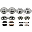 KCOE2070 2-Wheel Set Front and Rear Brake Kit With Calipers, Plain Surface 6 Lugs 330 mm Natural Caliper, Ceramic, Z17 OE Replacement, Includes (2) Brake Disc and Pad Kit and (4) Brake Caliper