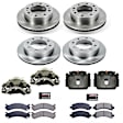 KCOE2072 2-Wheel Set Front and Rear Brake Kit With Calipers, Plain Surface 8 Lugs 325 mm Natural Caliper, Ceramic, Z17 OE Replacement, Includes (2) Brake Disc and Pad Kit and (4) Brake Caliper