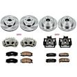 KCOE2091 2-Wheel Set Front and Rear Brake Kit With Calipers, Plain Surface 5 Lugs 296 mm Natural Caliper, Ceramic, Z17 OE Replacement, Includes (2) Brake Disc and Pad Kit and (4) Brake Caliper