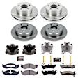 KCOE2121 2-Wheel Set Front and Rear Brake Kit With Calipers, Plain Surface 5 Lugs 280 mm Natural Caliper, Ceramic, Z17 OE Replacement, Includes (2) Brake Disc and Pad Kit and (4) Brake Caliper