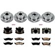 KCOE2154 2-Wheel Set Front and Rear Brake Kit With Calipers, Plain Surface 5 Lugs 280 mm Natural Caliper, Ceramic, Z17 OE Replacement, Includes (2) Brake Disc and Pad Kit and (4) Brake Caliper