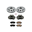 KCOE2160 2-Wheel Set Front Brake Kit With Calipers, Plain Surface 5 Lugs 288 mm Natural Caliper, Ceramic, Z17 OE Replacement, Includes (1) Brake Disc and Pad Kit and (2) Brake Caliper