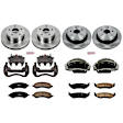 KCOE2164 2-Wheel Set Front and Rear Brake Kit With Calipers, Plain Surface 5 Lugs 336 mm Natural Caliper, Ceramic, Z17 OE Replacement, Includes (2) Brake Disc and Pad Kit and (4) Brake Caliper