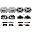 KCOE2164A 2-Wheel Set Front and Rear Brake Kit With Calipers, Plain Surface 5 Lugs 336 mm Natural Caliper, Ceramic, Z17 OE Replacement, Includes (2) Brake Disc and Pad Kit and (4) Brake Caliper