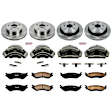 KCOE2166 2-Wheel Set Front and Rear Brake Kit With Calipers, Plain Surface 5 Lugs 336 mm Natural Caliper, Ceramic, Z17 OE Replacement, Includes (2) Brake Disc and Pad Kit and (4) Brake Caliper