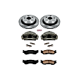 KCOE2167 2-Wheel Set Front Brake Kit With Calipers, Plain Surface 5 Lugs 336 mm Natural Caliper, Ceramic, Z17 OE Replacement, Includes (1) Brake Disc and Pad Kit and (2) Brake Caliper