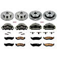 KCOE2168 2-Wheel Set Front and Rear Brake Kit With Calipers, Plain Surface 5 Lugs 336 mm Natural Caliper, Ceramic, Z17 OE Replacement, Includes (2) Brake Disc and Pad Kit and (4) Brake Caliper