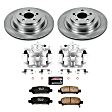 KCOE219 2-Wheel Set Rear Brake Kit With Calipers, Plain Surface 5 Lugs 289.8 mm Natural Caliper, Ceramic, Z17 OE Replacement, Includes (1) Brake Disc and Pad Kit and (2) Brake Caliper