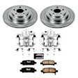 KCOE219 2-Wheel Set Rear Brake Kit With Calipers, Plain Surface 5 Lugs 289.8 mm Natural Caliper, Ceramic, Z17 OE Replacement, Includes (1) Brake Disc and Pad Kit and (2) Brake Caliper