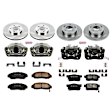 KCOE2297 2-Wheel Set Front and Rear Brake Kit With Calipers, Plain Surface 5 Lugs 259.8 mm Natural Caliper, Ceramic, Z17 OE Replacement, Includes (2) Brake Disc and Pad Kit and (4) Brake Caliper