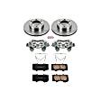 KCOE2324 2-Wheel Set Front Brake Kit With Calipers, Plain Surface 6 Lugs 318.8 mm Natural Caliper, Ceramic, Z17 OE Replacement, Includes (1) Brake Disc and Pad Kit and (2) Brake Caliper