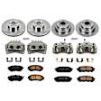 KCOE2376 2-Wheel Set Front and Rear Brake Kit With Calipers, Plain Surface 5 Lugs 266 mm Natural Caliper, Ceramic, Z17 OE Replacement, Includes (2) Brake Disc and Pad Kit and (4) Brake Caliper