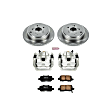 KCOE2382 2-Wheel Set Rear Brake Kit With Calipers, Plain Surface 5 Lugs 313 mm Natural Caliper, Ceramic, Z17 OE Replacement, Includes (1) Brake Disc and Pad Kit and (2) Brake Caliper