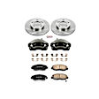 KCOE2384 2-Wheel Set Front Brake Kit With Calipers, Plain Surface 5 Lugs 261.6 mm Natural Caliper, Ceramic, Z17 OE Replacement, Includes (1) Brake Disc and Pad Kit and (2) Brake Caliper