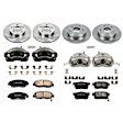 KCOE2385 2-Wheel Set Front and Rear Brake Kit With Calipers, Plain Surface 5 Lugs 259 mm Natural Caliper, Ceramic, Z17 OE Replacement, Includes (2) Brake Disc and Pad Kit and (4) Brake Caliper