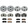 KCOE2395 2-Wheel Set Front and Rear Brake Kit With Calipers, Plain Surface 5 Lugs 261 mm Natural Caliper, Ceramic, Z17 OE Replacement, Includes (2) Brake Disc and Pad Kit and (4) Brake Caliper