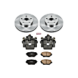 KCOE2419 2-Wheel Set Front Brake Kit With Calipers, Plain Surface 5 Lugs 275 mm Natural Caliper, Ceramic, Z17 OE Replacement, Includes (1) Brake Disc and Pad Kit and (2) Brake Caliper