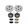 KCOE2419 2-Wheel Set Front Brake Kit With Calipers, Plain Surface 5 Lugs 275 mm Natural Caliper, Ceramic, Z17 OE Replacement, Includes (1) Brake Disc and Pad Kit and (2) Brake Caliper