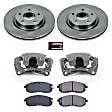 KCOE241 2-Wheel Set Front Brake Kit With Calipers, Plain Surface 5 Lugs 296 mm Natural Caliper, Ceramic, Z17 OE Replacement, Includes (1) Brake Disc and Pad Kit and (2) Brake Caliper