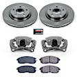 KCOE241 2-Wheel Set Front Brake Kit With Calipers, Plain Surface 5 Lugs 296 mm Natural Caliper, Ceramic, Z17 OE Replacement, Includes (1) Brake Disc and Pad Kit and (2) Brake Caliper