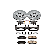KCOE2429 2-Wheel Set Front Brake Kit With Calipers, Plain Surface 5 Lugs 319.8 mm Natural Caliper, Ceramic, Z17 OE Replacement, Includes (1) Brake Disc and Pad Kit and (2) Brake Caliper