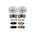 KCOE2439 2-Wheel Set Front Brake Kit With Calipers, Plain Surface 5 Lugs 300 mm Natural Caliper, Ceramic, Z17 OE Replacement, Includes (1) Brake Disc and Pad Kit and (2) Brake Caliper