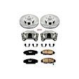 KCOE2439 2-Wheel Set Front Brake Kit With Calipers, Plain Surface 5 Lugs 300 mm Natural Caliper, Ceramic, Z17 OE Replacement, Includes (1) Brake Disc and Pad Kit and (2) Brake Caliper