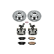 KCOE2450 2-Wheel Set Rear Brake Kit With Calipers, Plain Surface 5 Lugs 280 mm Natural Caliper, Ceramic, Z17 OE Replacement, Includes (1) Brake Disc and Pad Kit and (2) Brake Caliper