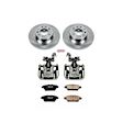 KCOE2450 2-Wheel Set Rear Brake Kit With Calipers, Plain Surface 5 Lugs 280 mm Natural Caliper, Ceramic, Z17 OE Replacement, Includes (1) Brake Disc and Pad Kit and (2) Brake Caliper