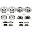 KCOE2749 2-Wheel Set Front and Rear Brake Kit With Calipers, Plain Surface 5 Lugs 277 mm Natural Caliper, Ceramic, Z17 OE Replacement, Includes (2) Brake Disc and Pad Kit and (4) Brake Caliper