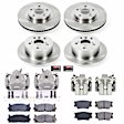 KCOE2822 2-Wheel Set Front and Rear Brake Kit With Calipers, Plain Surface 5 Lugs 281 mm Natural Caliper, Ceramic, Z17 OE Replacement, Includes (2) Brake Disc and Pad Kit and (4) Brake Caliper