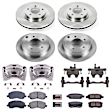 KCOE2840 Front and Rear Brake Disc and Caliper Kit, Plain Surface, 5 Lugs, Ceramic, Z17 OE Replacement