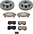 KCOE2952B 2-Wheel Set Front Brake Kit With Calipers, Plain Surface 5 Lugs 354 mm Natural Caliper, Ceramic, Z17 OE Replacement, Includes (2) Brake Caliper and (1) Brake Disc and Pad Kit