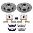 KCOE3020 2-Wheel Set Rear Brake Kit With Calipers, Plain Surface 5 Lugs 312 mm Natural Caliper, Ceramic, Z17 OE Replacement, Includes (2) Brake Caliper and (1) Brake Disc and Pad Kit