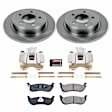 KCOE3020 2-Wheel Set Rear Brake Kit With Calipers, Plain Surface 5 Lugs 312 mm Natural Caliper, Ceramic, Z17 OE Replacement, Includes (2) Brake Caliper and (1) Brake Disc and Pad Kit